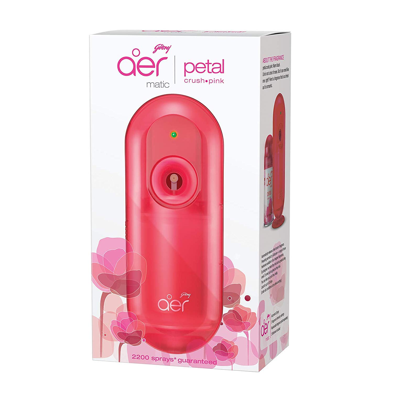 Godrej aer matic, Automatic Air Freshener Kit with flexi control - Petal Crush Pink