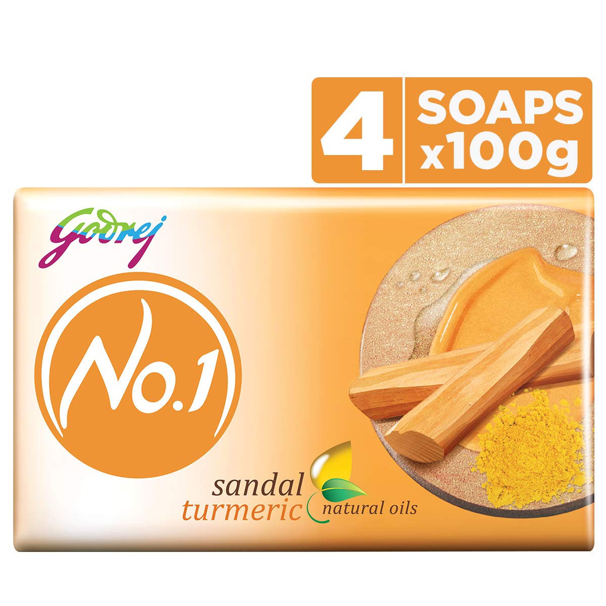 Godrej No.1 Bath Soap, Sandal Turmeric, 100g (Pack of 5)