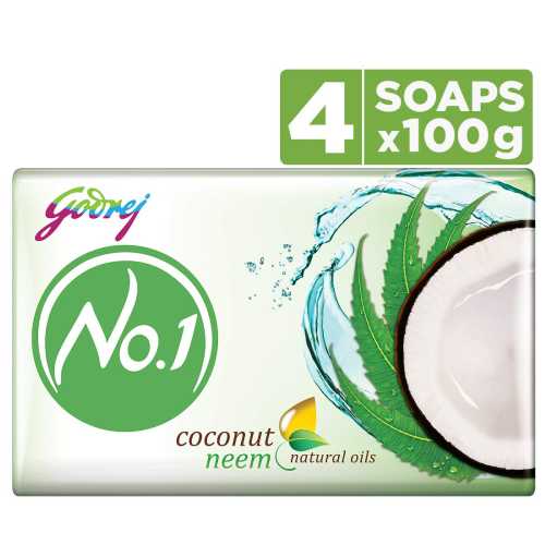 Godrej No.1 Soap - Coconut Neem Soap, 100g (Pack of 4)